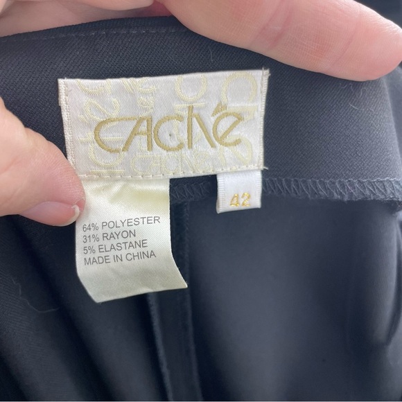 Vintage Cache High Waisted Black Teal Beaded Detail Dress Pants 30” Waist Sz 42 - Picture 9 of 10